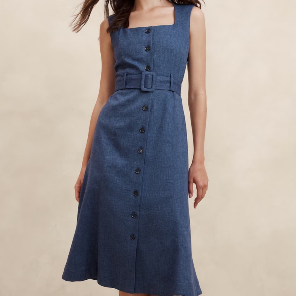 NWT Banana Republic Factory Dress MIDI Blue Size 10
